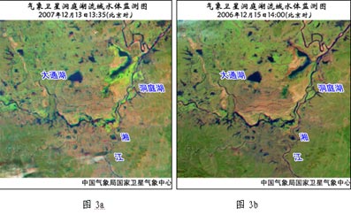 洞庭湖2007年12月13日水體面積約310平方公里,水體面積較2006年同期