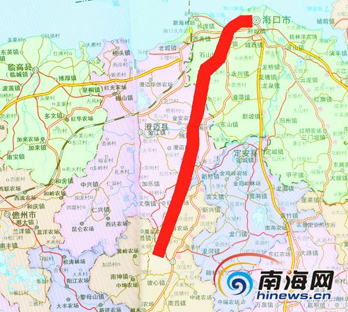 海口至屯昌高速公路线路图图和平海口至屯昌高速公路经海口,澄迈
