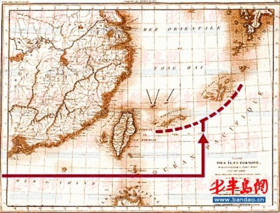 图中标出钓鱼岛及其附属岛屿为台湾附属岛屿