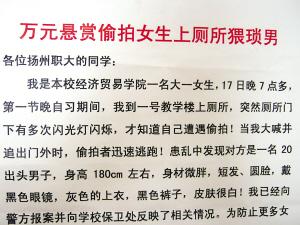 17日晚,扬州职业大学大一女生小莉(化名)在教学楼上厕所时竟遭遇偷 
