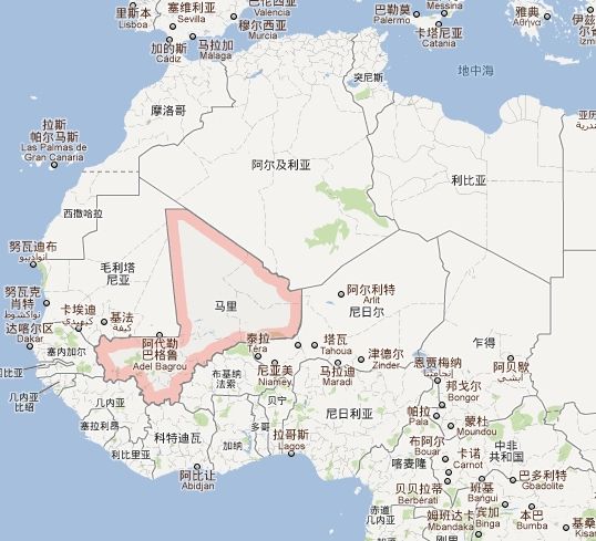 西非地图高清中文版图片