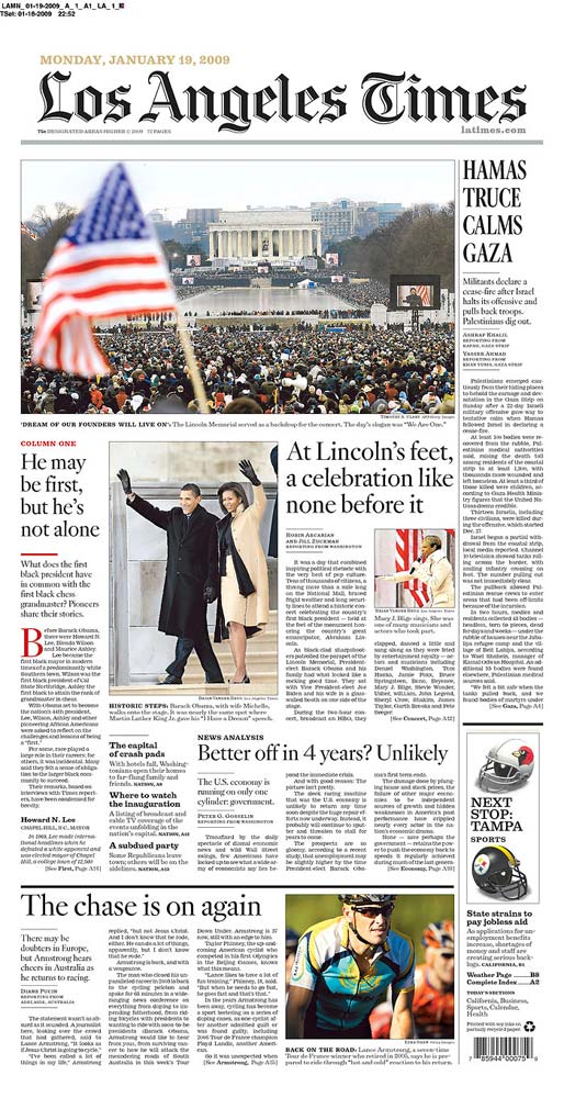 图文:《洛杉矶时报》关注奥巴马就职典礼