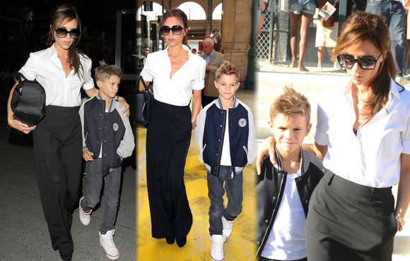 英国时间7月23日,贝嫂维多利亚带儿子游玩.