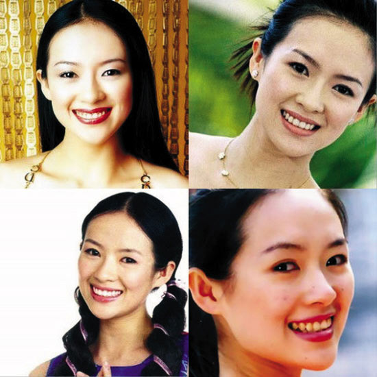 图文大明星爱摆小动作章子怡笑露八齿