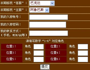 器会自动显示,根据您目前角色所在的位置在页面上填写数字1-6后提交