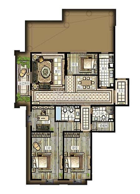 西单·上国阙 户型展示 d1户型三室两厅两卫