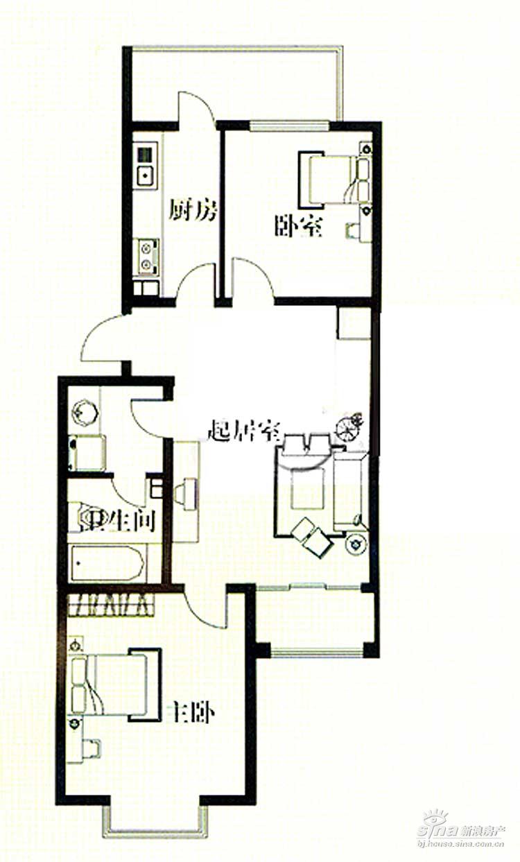 汇豪山水美地 户型展示 观景阁g两室两厅一卫