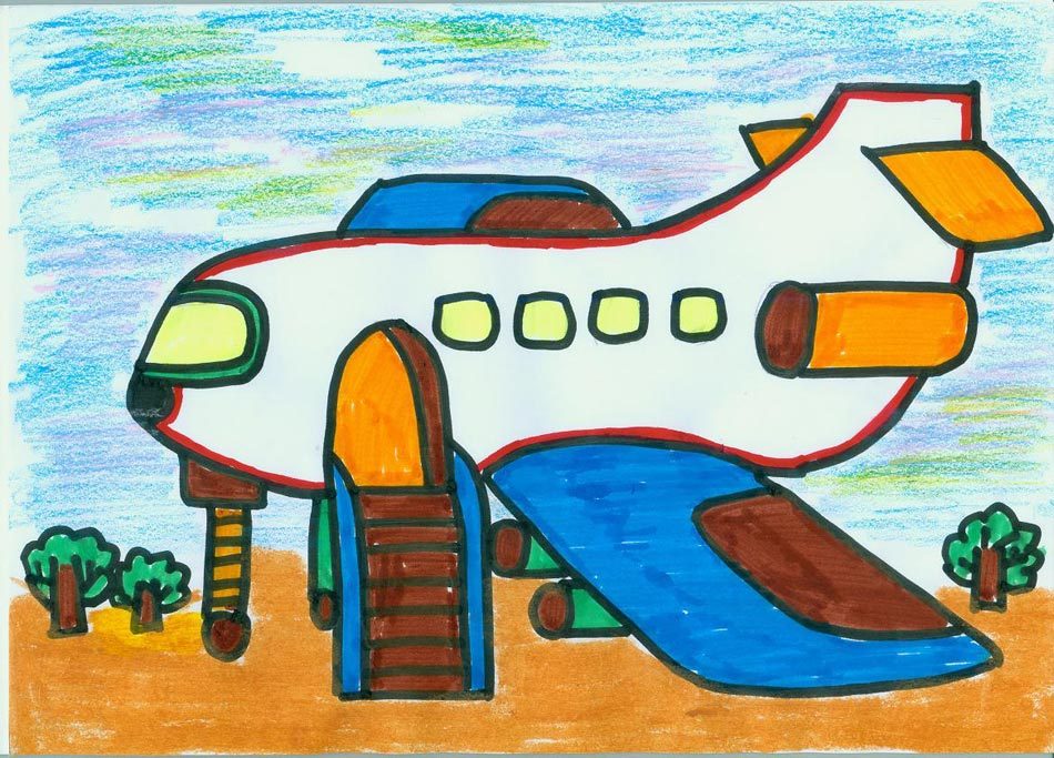 c919飞机儿童画图片