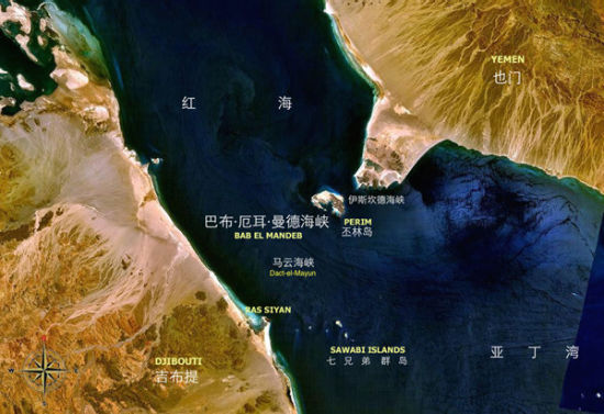 曼德海峡卫星照片