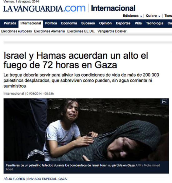 点击图片进入下一页西班牙《先锋报》以色列和哈马斯达成72小时停火