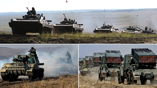 重装备出动:俄军战车火炮集结俄乌边境军演