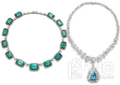 蓝色碧玺 钻石项链 HIERSUN