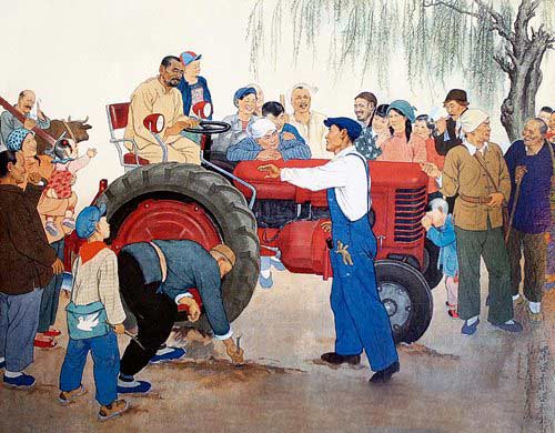 年畫1949年李琦作 新中國美術主流一度是宣傳畫,年畫,漫畫和版畫 圖