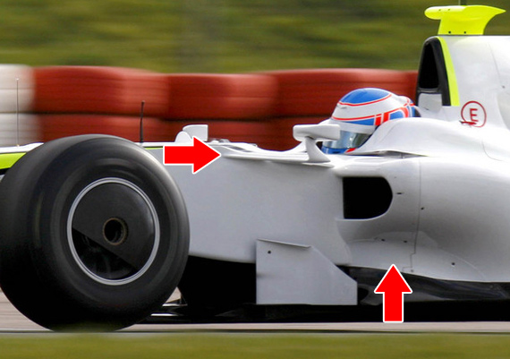 图文-布朗GP新车BGP001首航 侧箱结构和后视镜特写_赛车-F1_NIKE新浪竞技风暴_新浪网