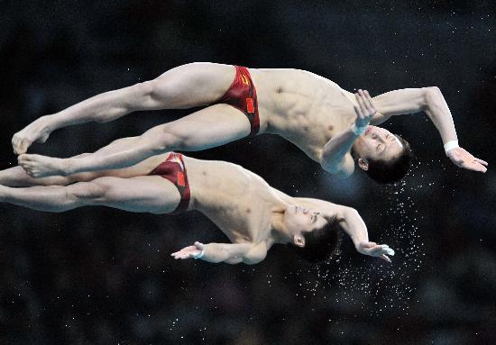 图文跳水世界杯男双10米台决赛林跃火亮夺冠