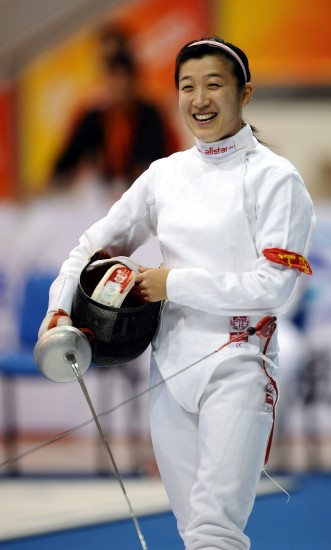 图文现代五项女子个人赛陈倩在击剑比赛中
