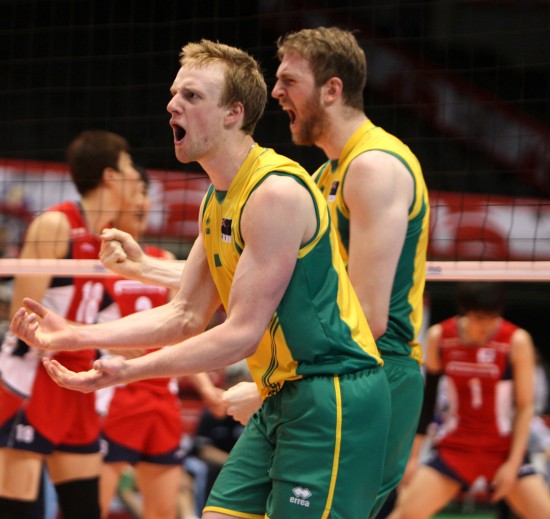 图文男排落选赛韩国负澳大利亚澳大利亚队庆祝得分