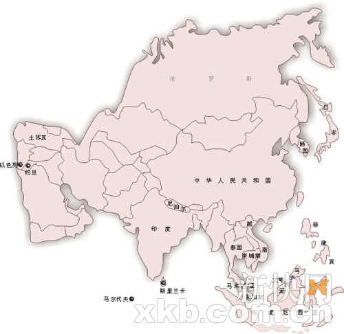 亚洲地图空白版可填图片